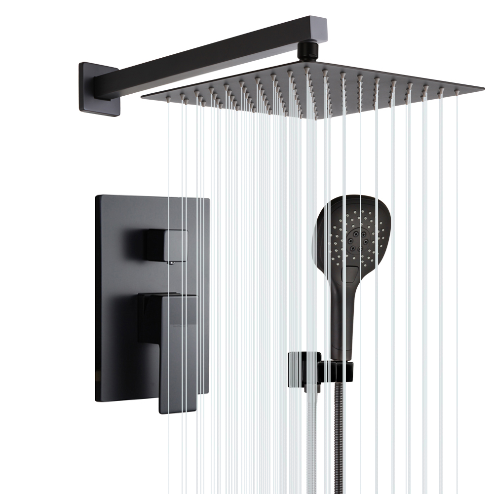 Straight-Arm Rain Shower Faucet with Handheld 8191-8 in Matte Black