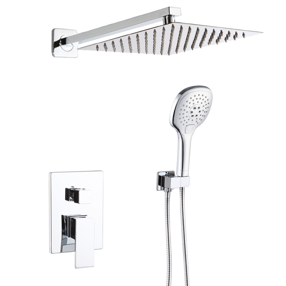 Straight-Arm Rain Shower Faucet with Handheld 8191-8 in Chrome
