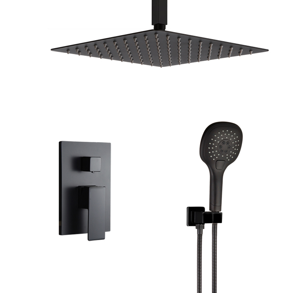 Ceiling-Mounted Rain Shower Mixer with Handheld 8192-8 in Matte Black