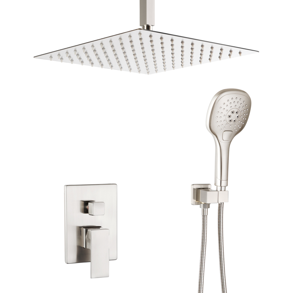 Ceiling-Mounted Rain Shower Mixer with Handheld 8192-8 in Brushed Nickel