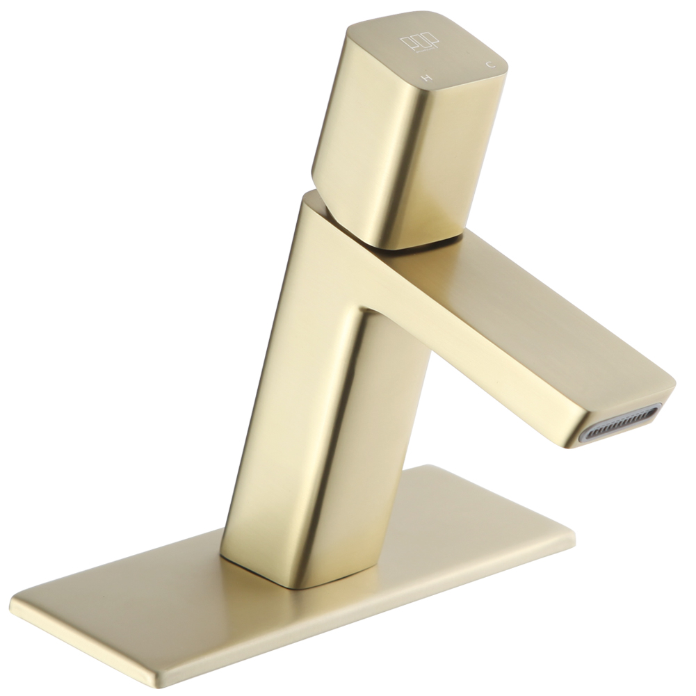 Gold Single-Handle Angular Bathroom Sink Faucet 6211-1