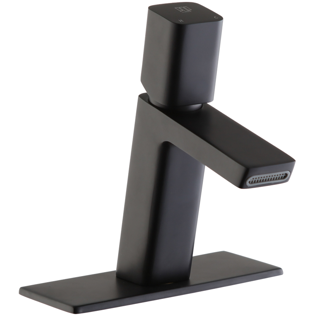 Matte Black Single-Handle Angular Bathroom Sink Faucet 6211-1