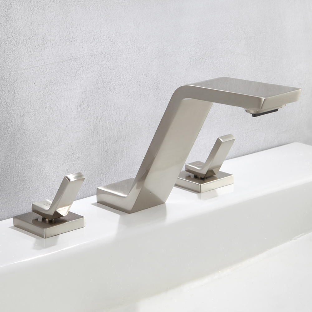 Brushed Nickel Angular Two-Handle Bathroom Sink Faucet 6232-3