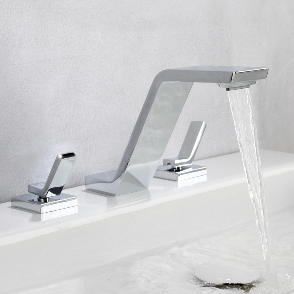 Chrome Angular Two-Handle Bathroom Sink Faucet 6232-3