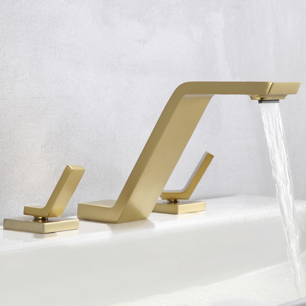 Gold Angular Two-Handle Bathroom Sink Faucet 6232-3