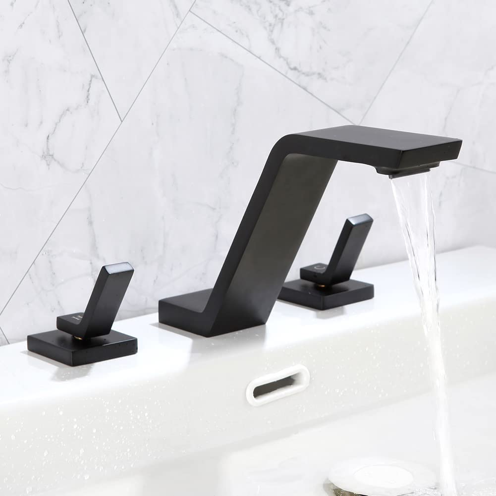 Matte Black Angular Two-Handle Bathroom Sink Faucet 6232-3