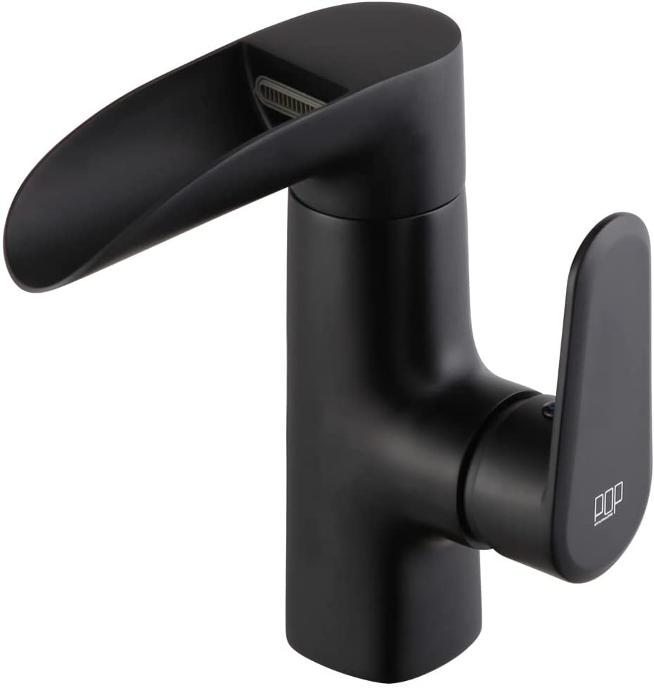 Matte Black Matte Black Single-Handle Waterfall Bathroom Sink Faucet 7211