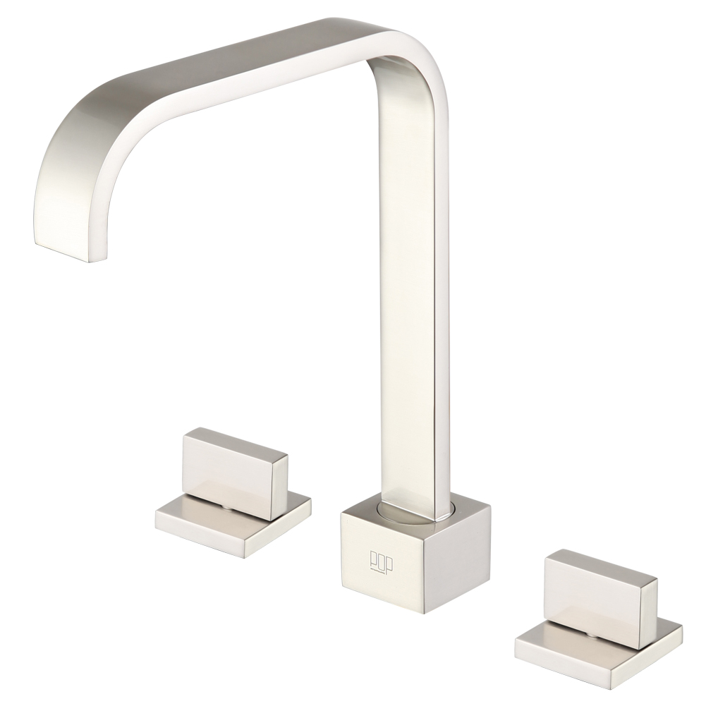 Brushed Nickel Square-Arc Bathroom Sink Faucet 7212-2
