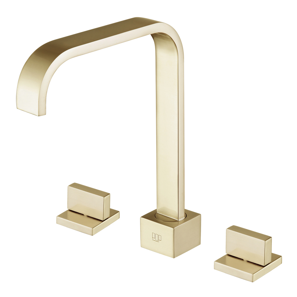 Gold Square-Arc Bathroom Sink Faucet 7212-2