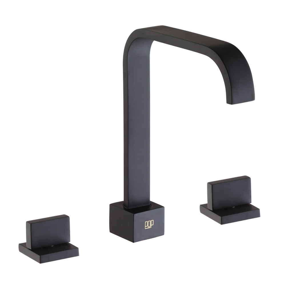 Matte Black Square-Arc Bathroom Sink Faucet 7212-2