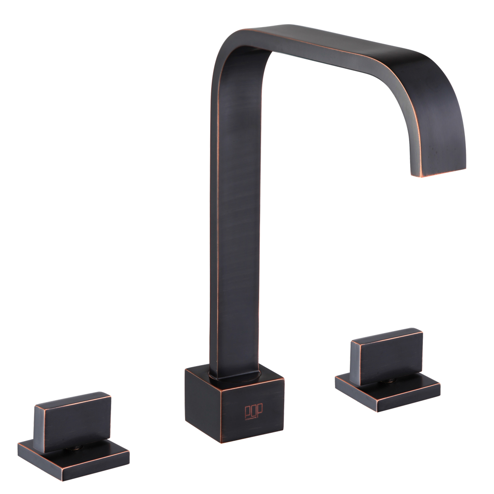 Oil-Rubbed Bronze Square-Arc Bathroom Sink Faucet 7212-2