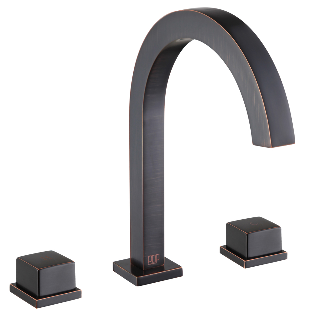 Oil-Rubbed Bronze High-Arc Square-Handle Bathroom Sink Faucet 7213-2