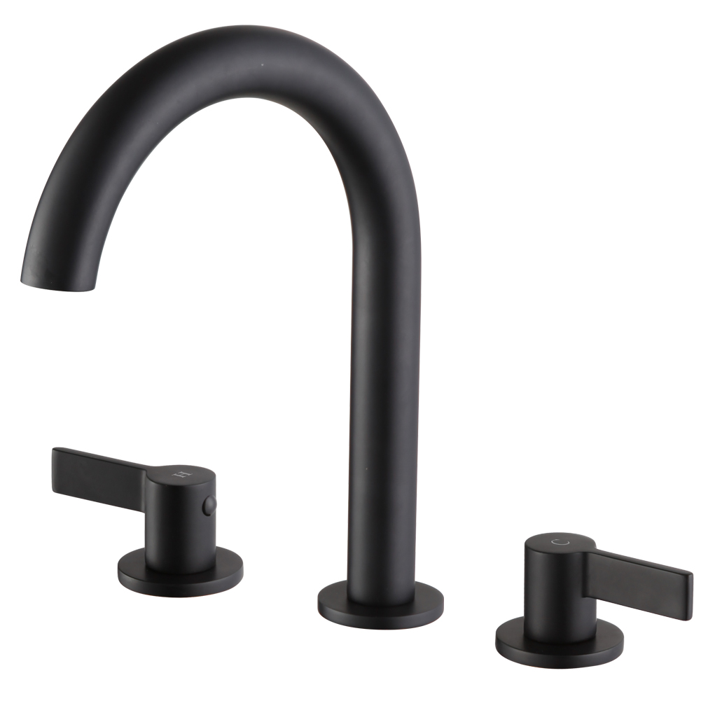 Matte Black Round High-Arc Bathroom Sink Faucet 8202-2