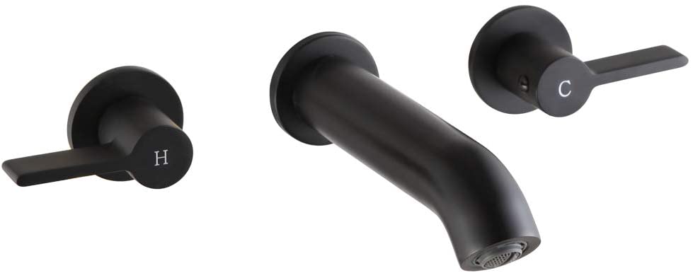 Matte Black Matte Black Wall-Mounted Bathroom Sink Faucet 8202-33B