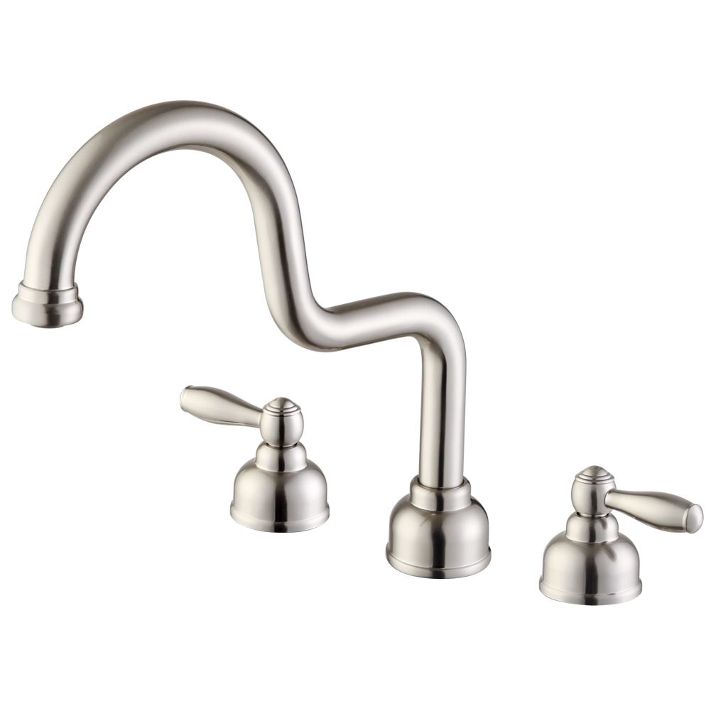 Brushed Nickel Traditional Gooseneck Bathroom Sink Faucet 8203-2