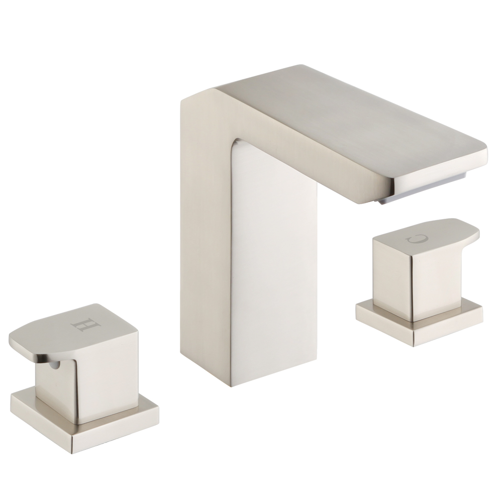 Brushed Nickel Square-Body Two-Handle Bathroom Sink Faucet 8231-3
