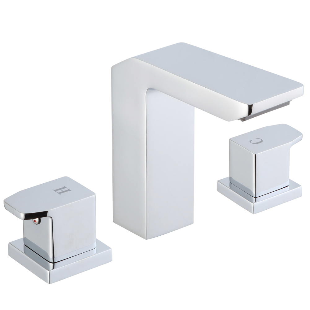 Chrome Square-Body Two-Handle Bathroom Sink Faucet 8231-3