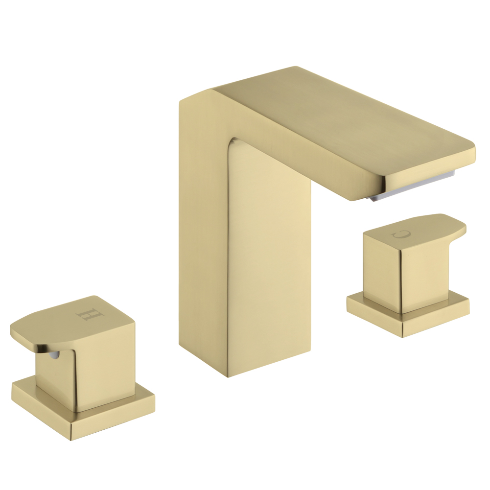 Gold Square-Body Two-Handle Bathroom Sink Faucet 8231-3