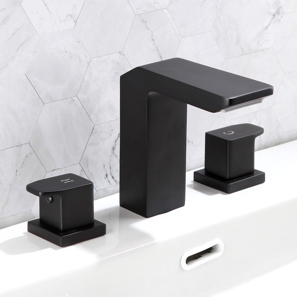 Matte Black Square-Body Two-Handle Bathroom Sink Faucet 8231-3