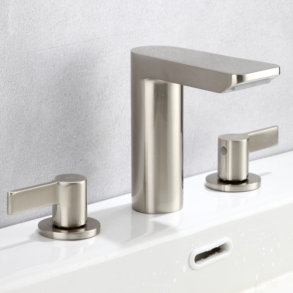 Brushed Nickel Round-Body Two-Handle Bathroom Sink Faucet 8232-3