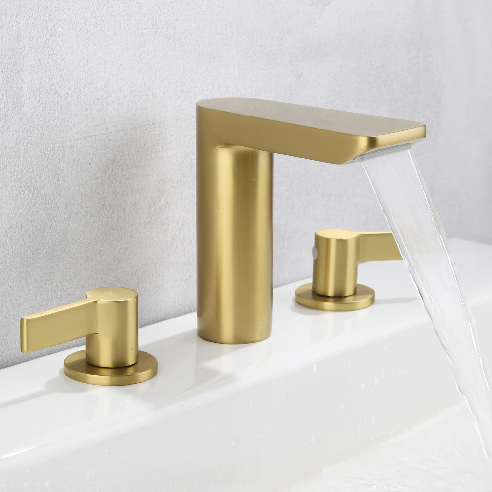 Gold Round-Body Two-Handle Bathroom Sink Faucet 8232-3