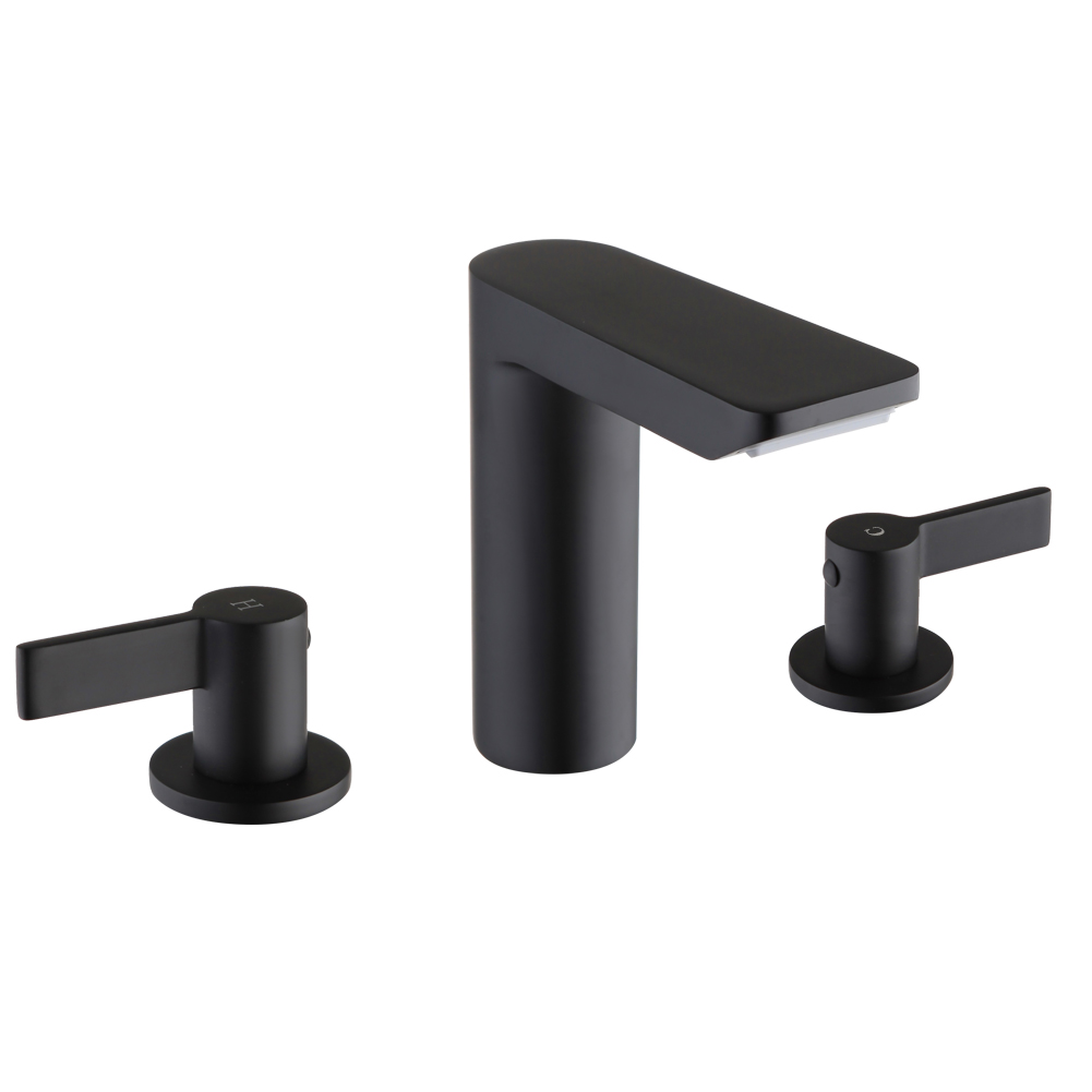 Matte Black Round-Body Two-Handle Bathroom Sink Faucet 8232-3