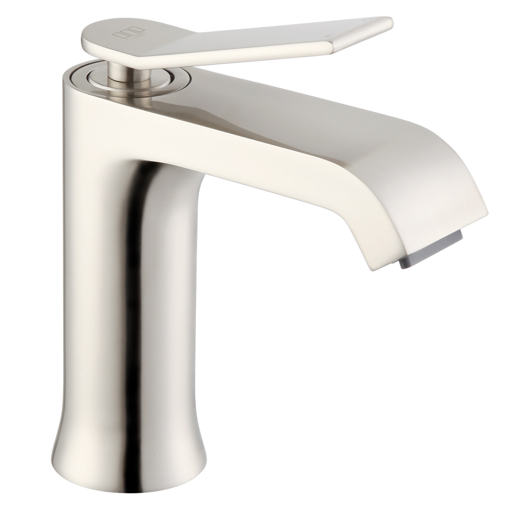 Brushed Nickel Single-Handle Curved-Spout Bathroom Sink Faucet 8234-1