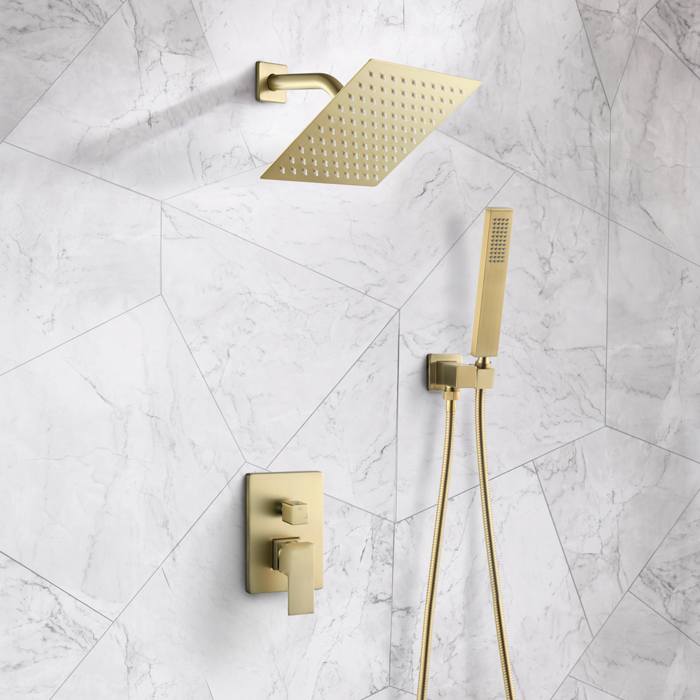 Compact-Arm Rain Shower Mixer Set 8181-8 in Gold