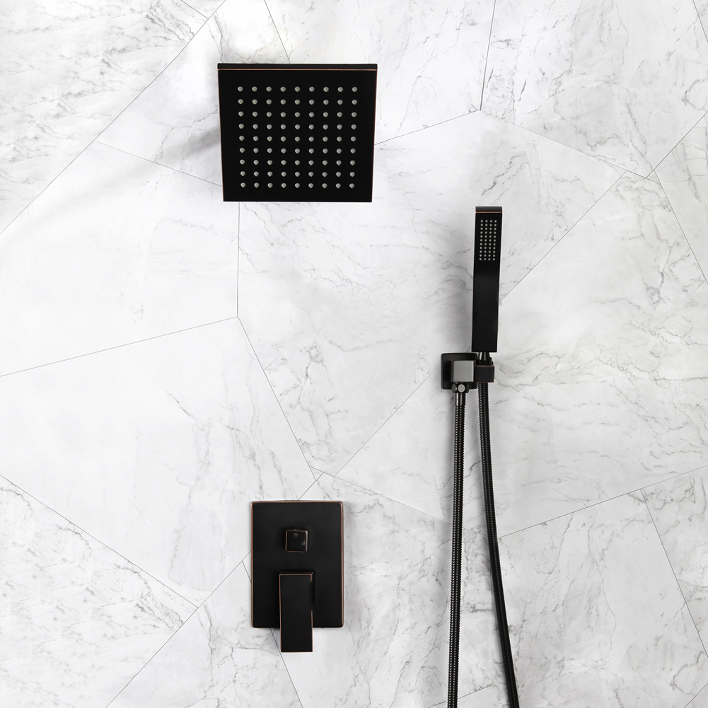 Compact-Arm Rain Shower Mixer Set 8181-8 in Oil-Rubbed Bronze